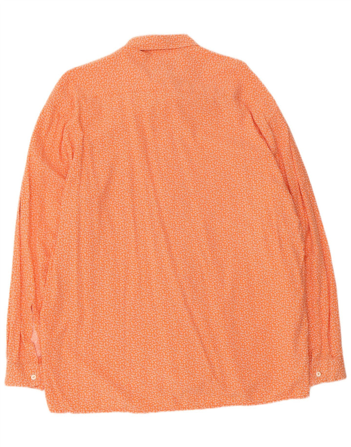 Trussardi Herren-Hemd, groß, aus Baumwolle mit orangefarbenem Blumenmuster