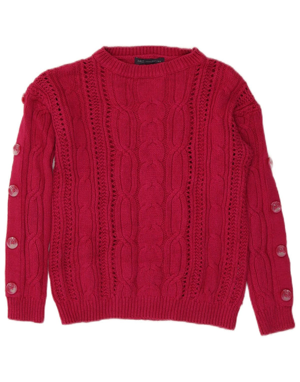 Marks & Spencer Damen-Pullover mit U-Boot-Ausschnitt, Gr. 8, Rosa, Baumwolle