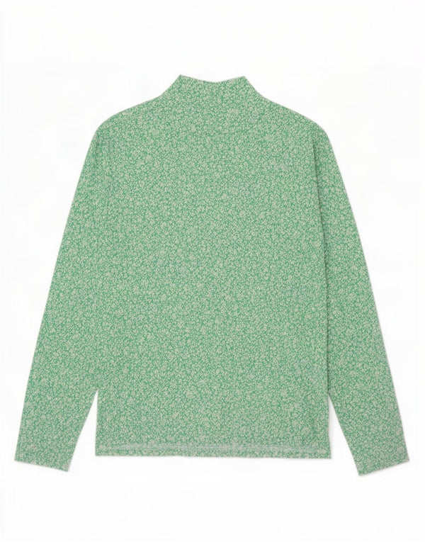 Marks & Spencer Damen-Top, langärmlig, UK 12, mittelgrün, geblümt, Baumwolle