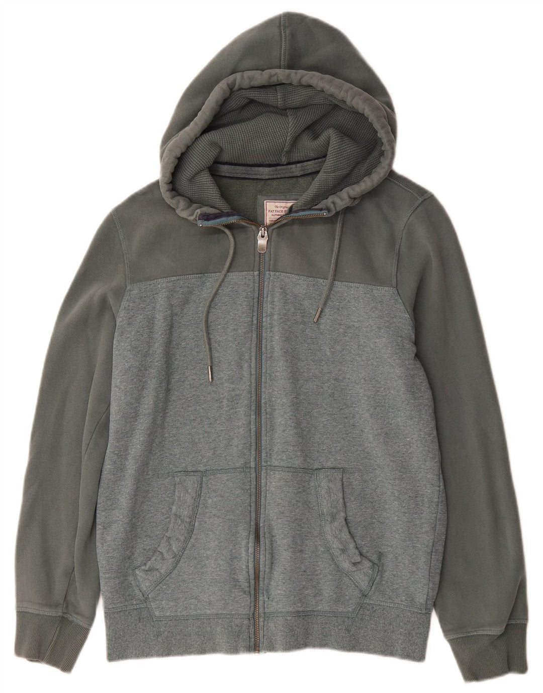 Fat Face Herren-Kapuzenpullover mit Reißverschluss, Größe S, Grau, Colourblock-Baumwolle