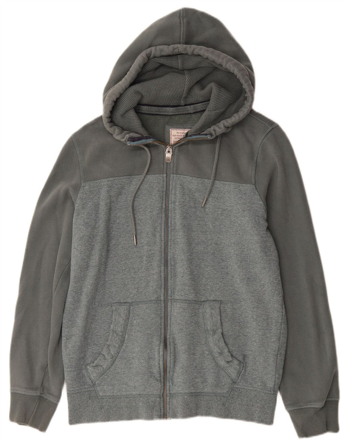 Fat Face Herren-Kapuzenpullover mit Reißverschluss, Größe S, Grau, Colourblock-Baumwolle
