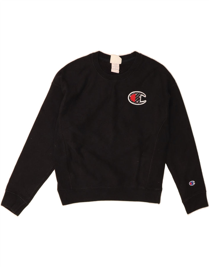 CHAMPION Womens Sweatshirt Jumper UK 14 Medium Black Cotton Vintage Champion and Second-Hand Champion from Messina Hembry 