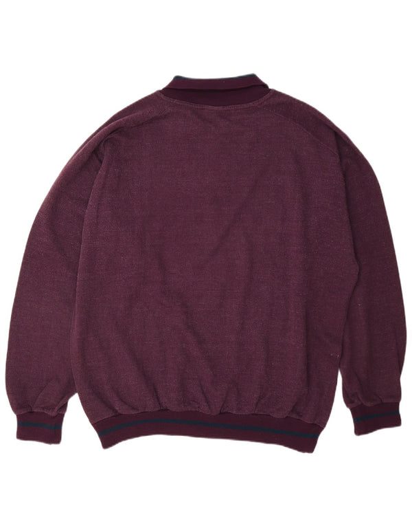 C&A Herren-Sweatshirt mit grafischem Polokragen, EU 52/54, Größe L, Burgunderrot, Baumwolle