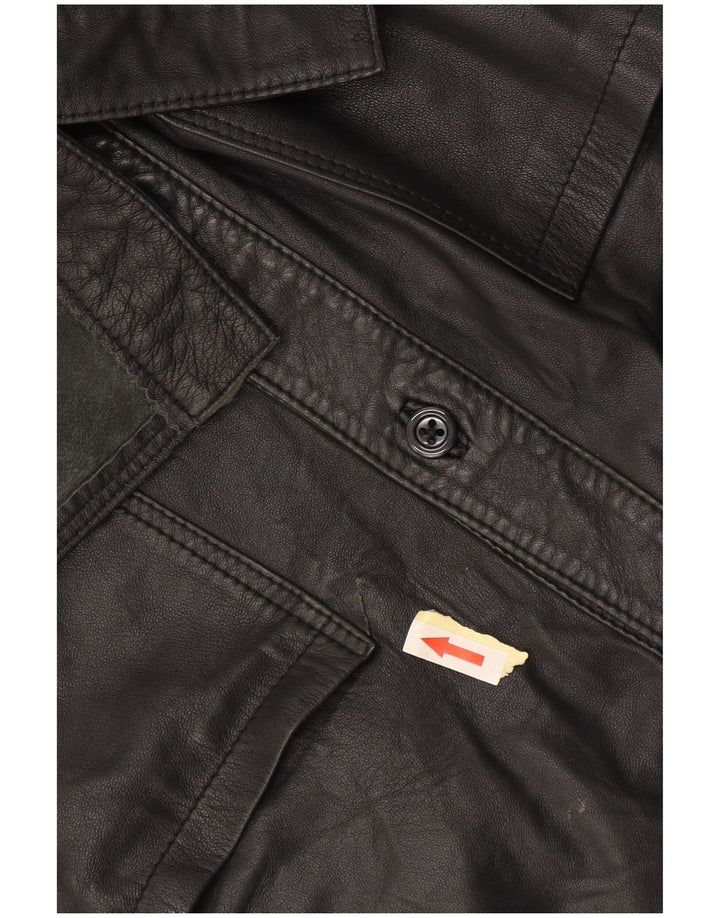 Vintage Damen Lederhemd IT 44 Mittelgrau