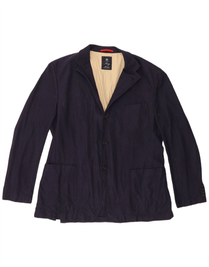Fay Herren-Blazer mit 3 Knöpfen, IT 56 3XL, marineblau, Fischgrätenmuster