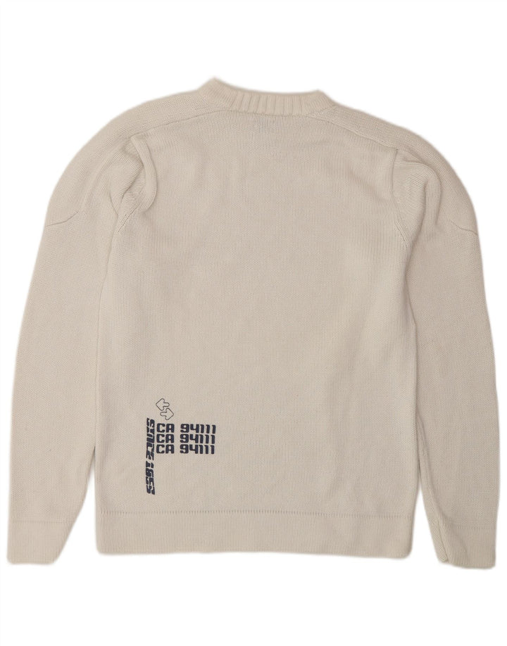 Levi's Herren-Pullover mit grafischem Rundhalsausschnitt, Größe S, weiße Baumwolle