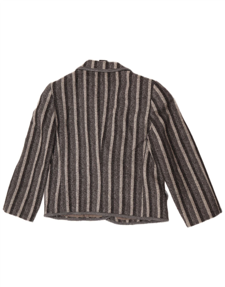 Vintage Damen Zweireiher Blazer Jacke UK 12 Mittelgrau gestreift