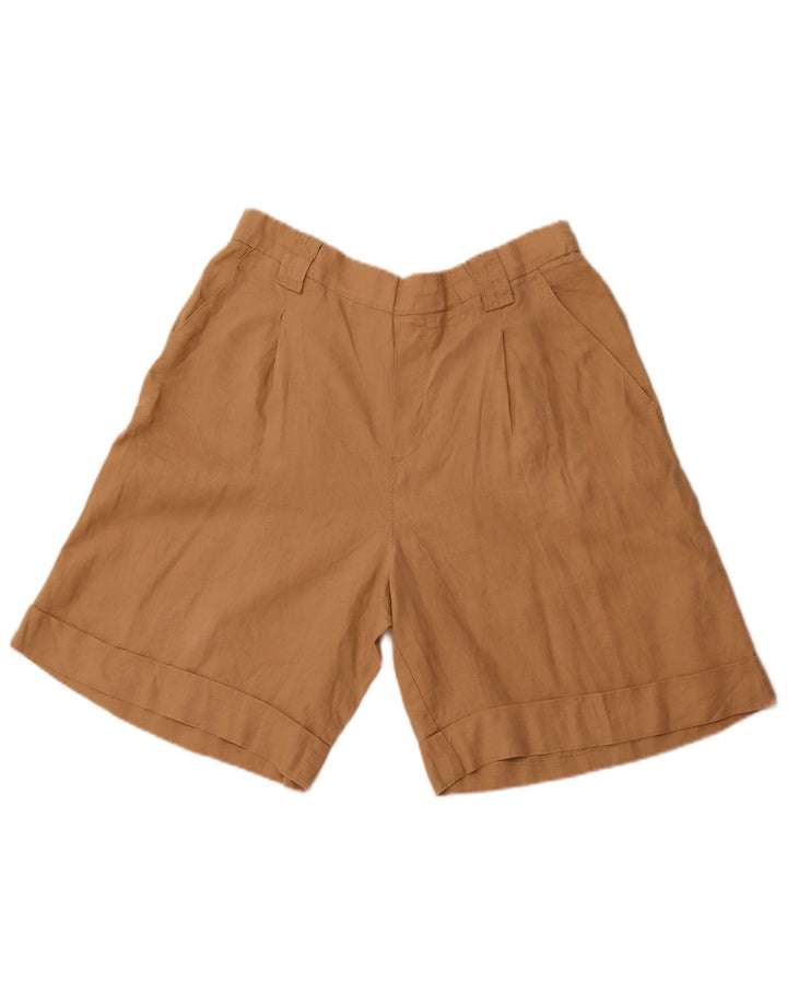 BENETTON Herren-Freizeitshorts mit hoher Taille, W32, mittelbraunes Leinen