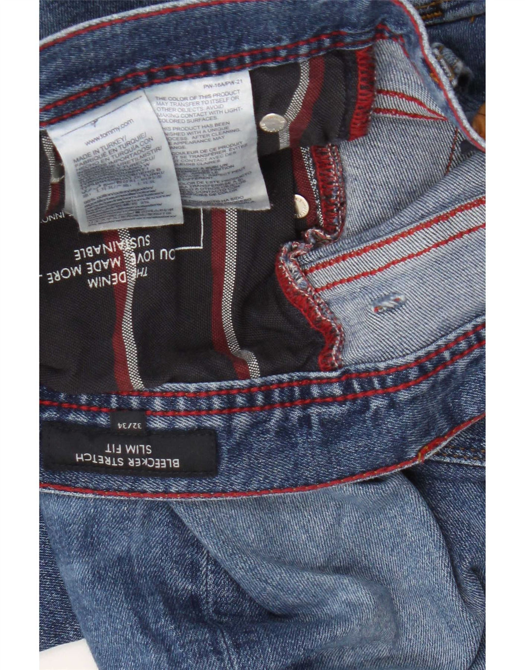 Tommy Hilfiger Herren Bleecker Slim Jeans W32 L34 Blaue Baumwolle