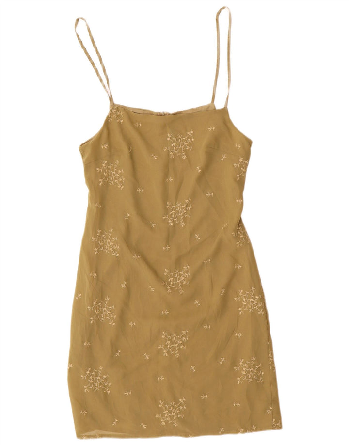Benetton Damen-Sommerkleid, Größe S, Grün, Blumenmuster, Polyester