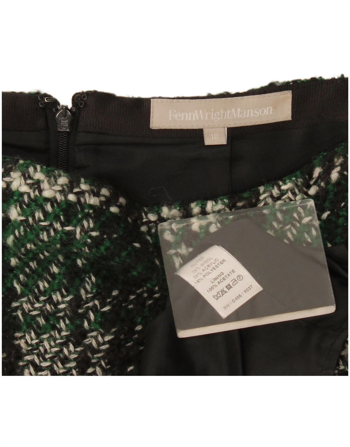 Fenn Wright Manson Damen Minirock UK 10 Small W30 grün karierte Wolle