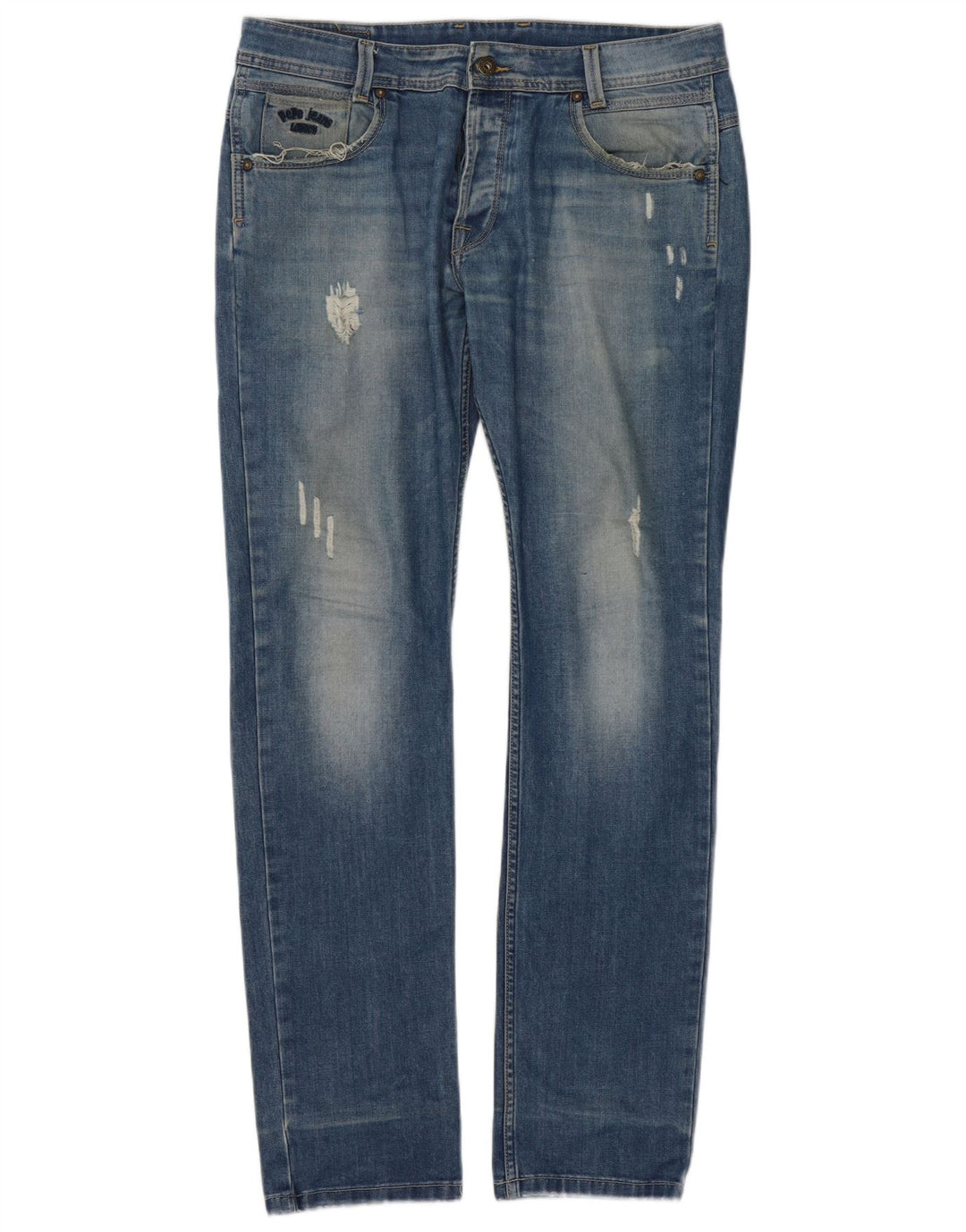 PEPE Jeans Damen Distressed Slim Jeans W34 L34 Blaue Baumwolle