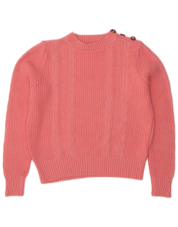 Marks & Spencer Damen Crop Pullover mit Rundhalsausschnitt, UK 14, Mittelrosa