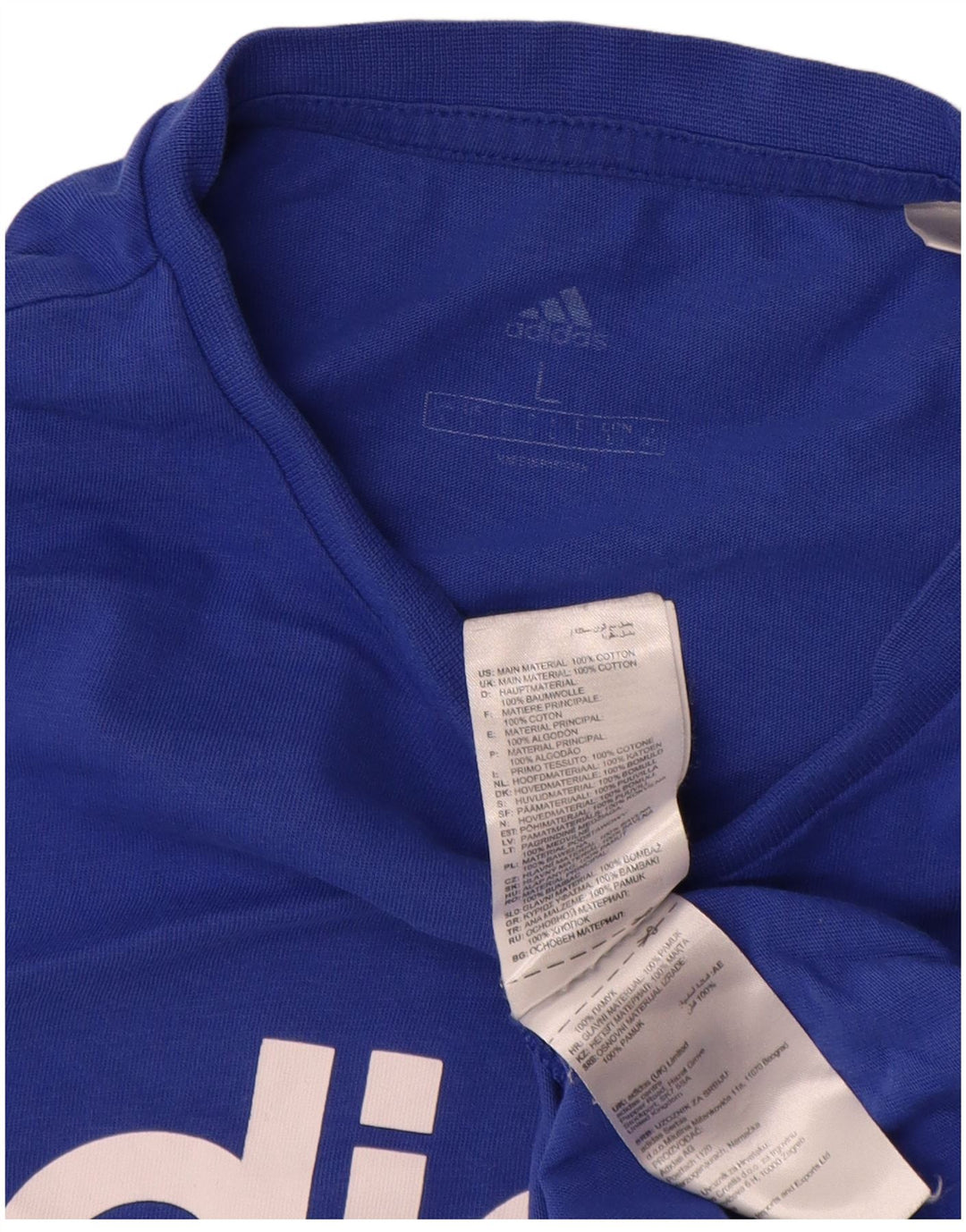 Adidas Herren Grafik T-Shirt Top Große blaue Baumwolle