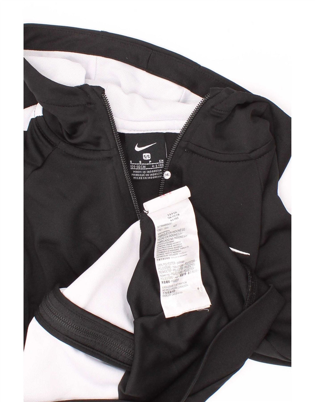 Nike Jungen-Kapuzenpullover mit Reißverschluss, 4–5 Jahre, Größe S, Schwarz, Colourblock-Polyester