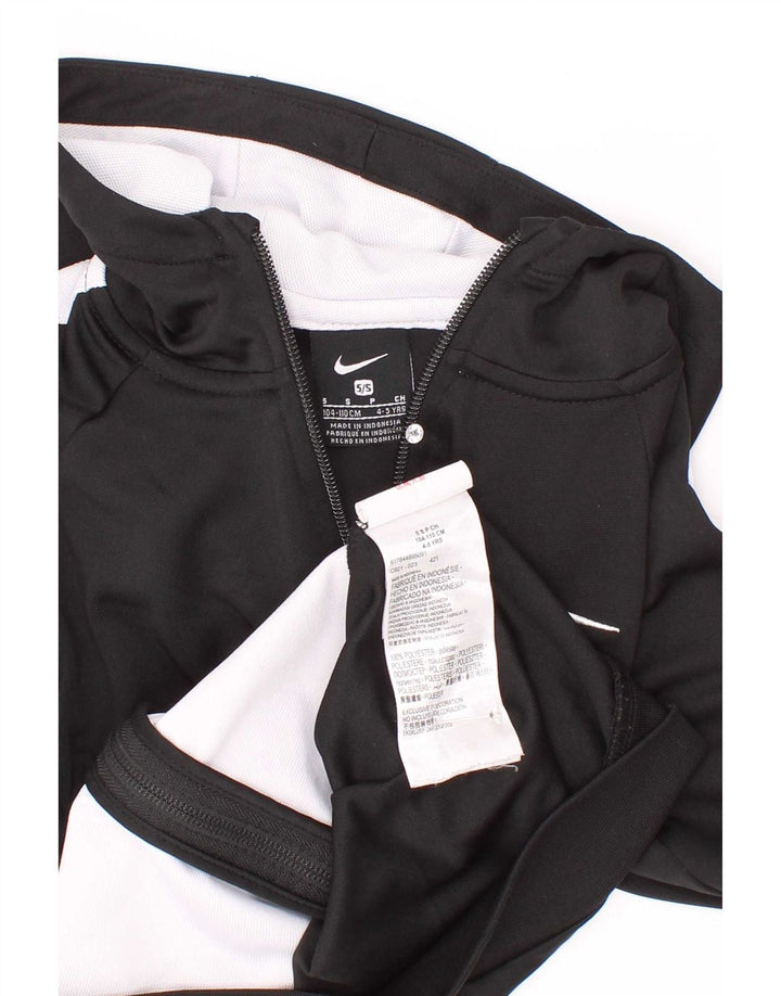 Nike Jungen-Kapuzenpullover mit Reißverschluss, 4–5 Jahre, Größe S, Schwarz, Colourblock-Polyester
