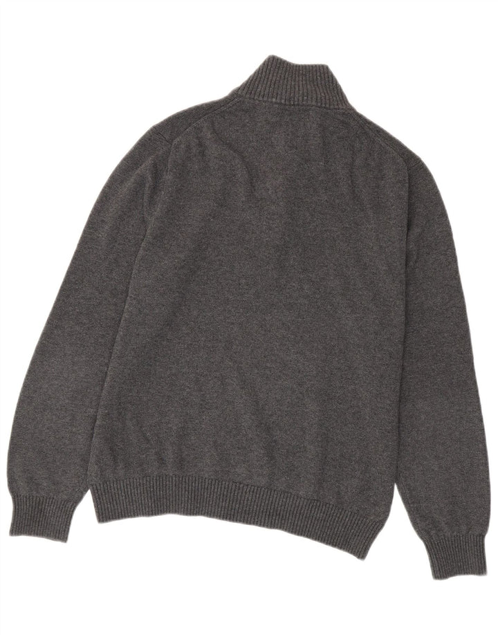 NAUTICA Herren-Pullover mit Reißverschluss am Hals, mittelgraue Baumwolle