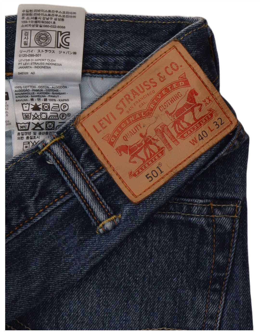 Levi's Herren 501 Straight Jeans W40 L32 Blaue Baumwolle