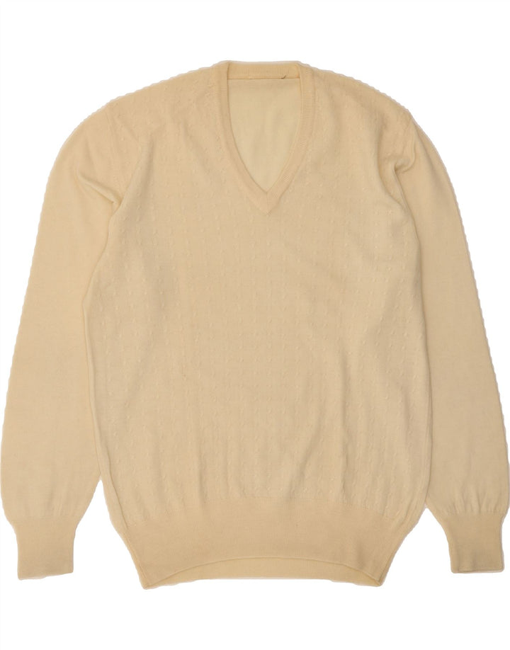 VINTAGE Mens V-Neck Jumper Sweater IT 56 XL Beige Vintage Vintage and Second-Hand Vintage from Messina Hembry 