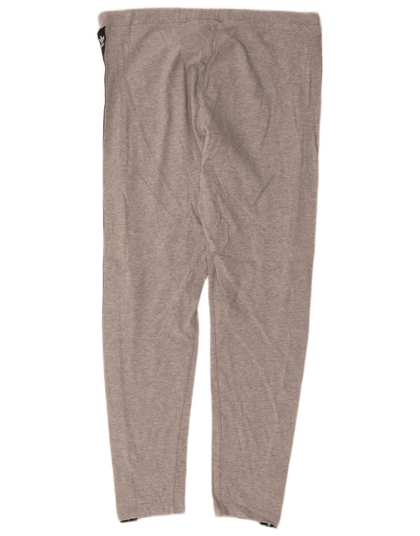 Adidas Damen Graphic Leggings UK 16 Large Grau Colourblock Baumwolle