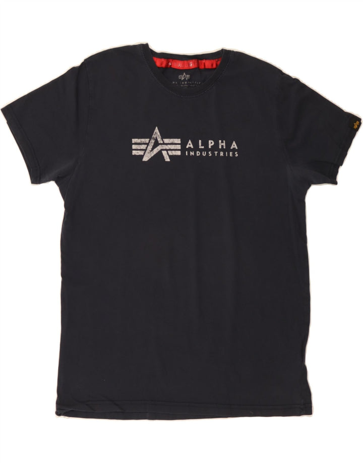 ALPHA INDUSTRIES Mens Graphic T-Shirt Top Small Black Cotton Vintage Alpha Industries and Second-Hand Alpha Industries from Messina Hembry 