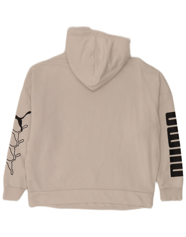 Puma Womens Graphic Oversized Hoodie Pullover UK 14 Mittelweiße Baumwolle