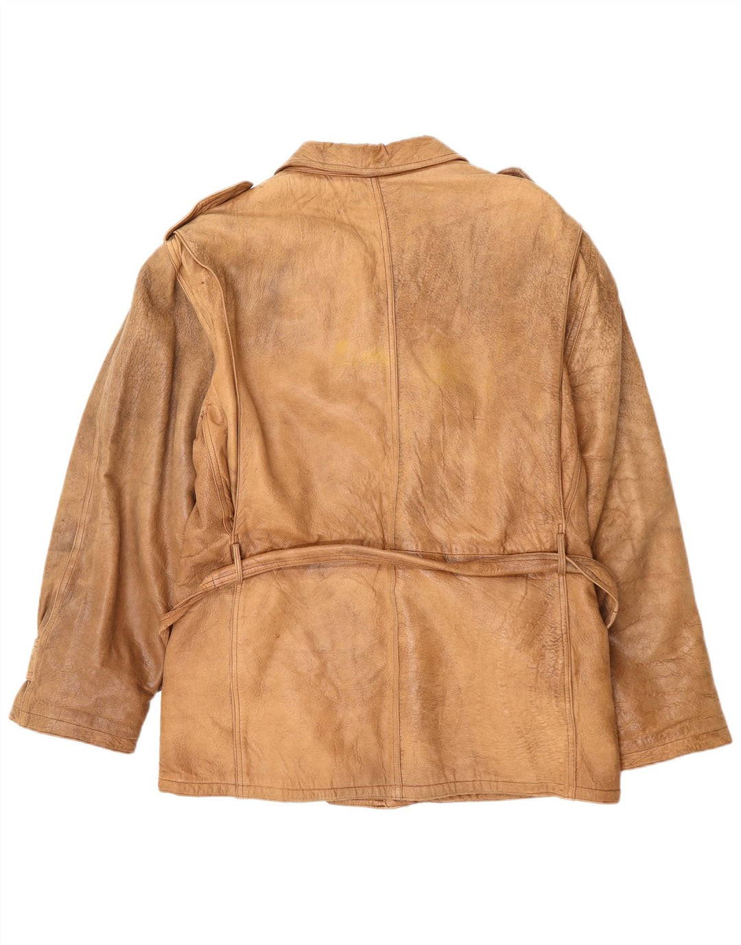 VINTAGE Herren Militärlederjacke UK 42 XL Beige