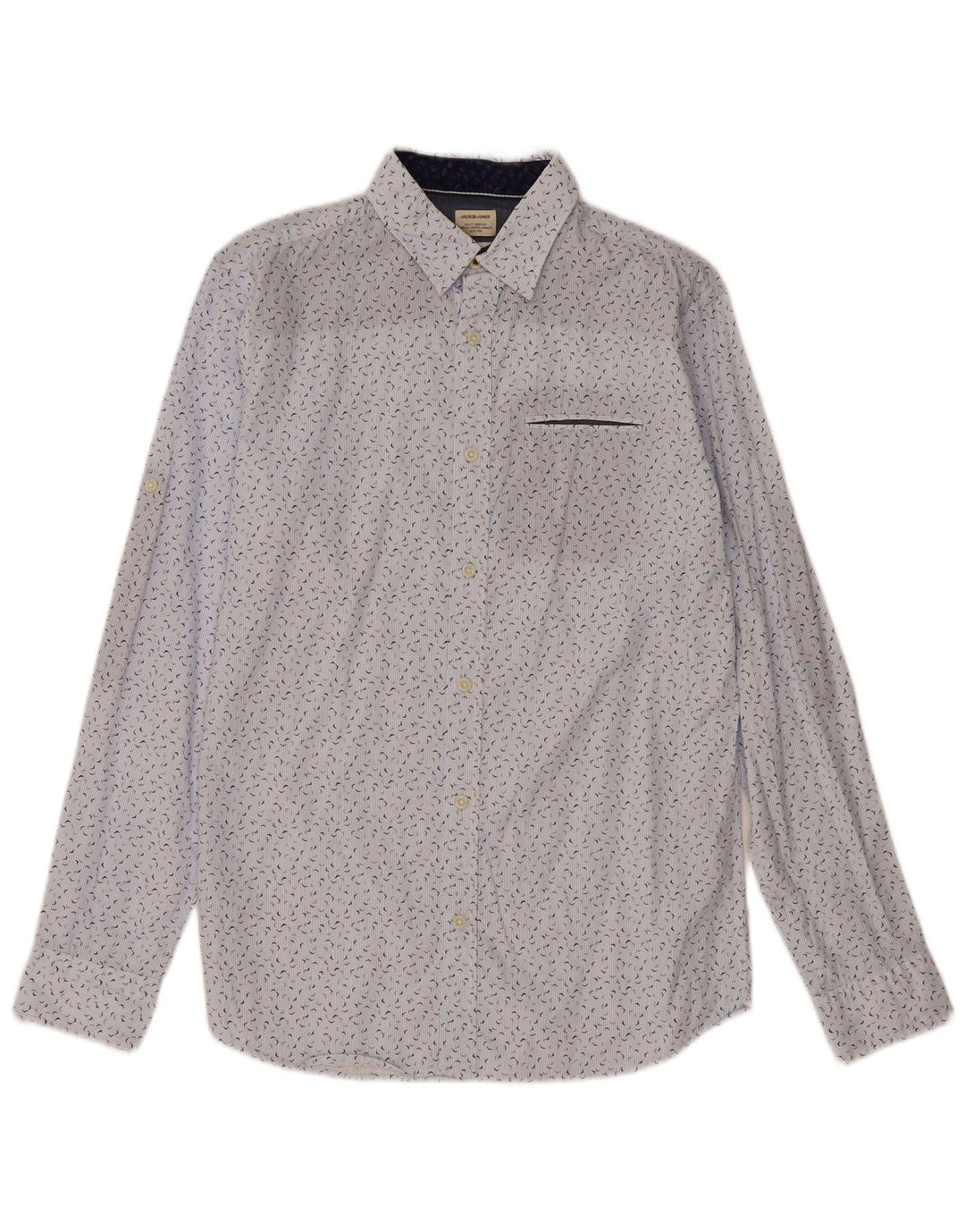 Jack & Jones Herren-Hemd mit abstraktem Muster, klein, aus blauer Baumwolle