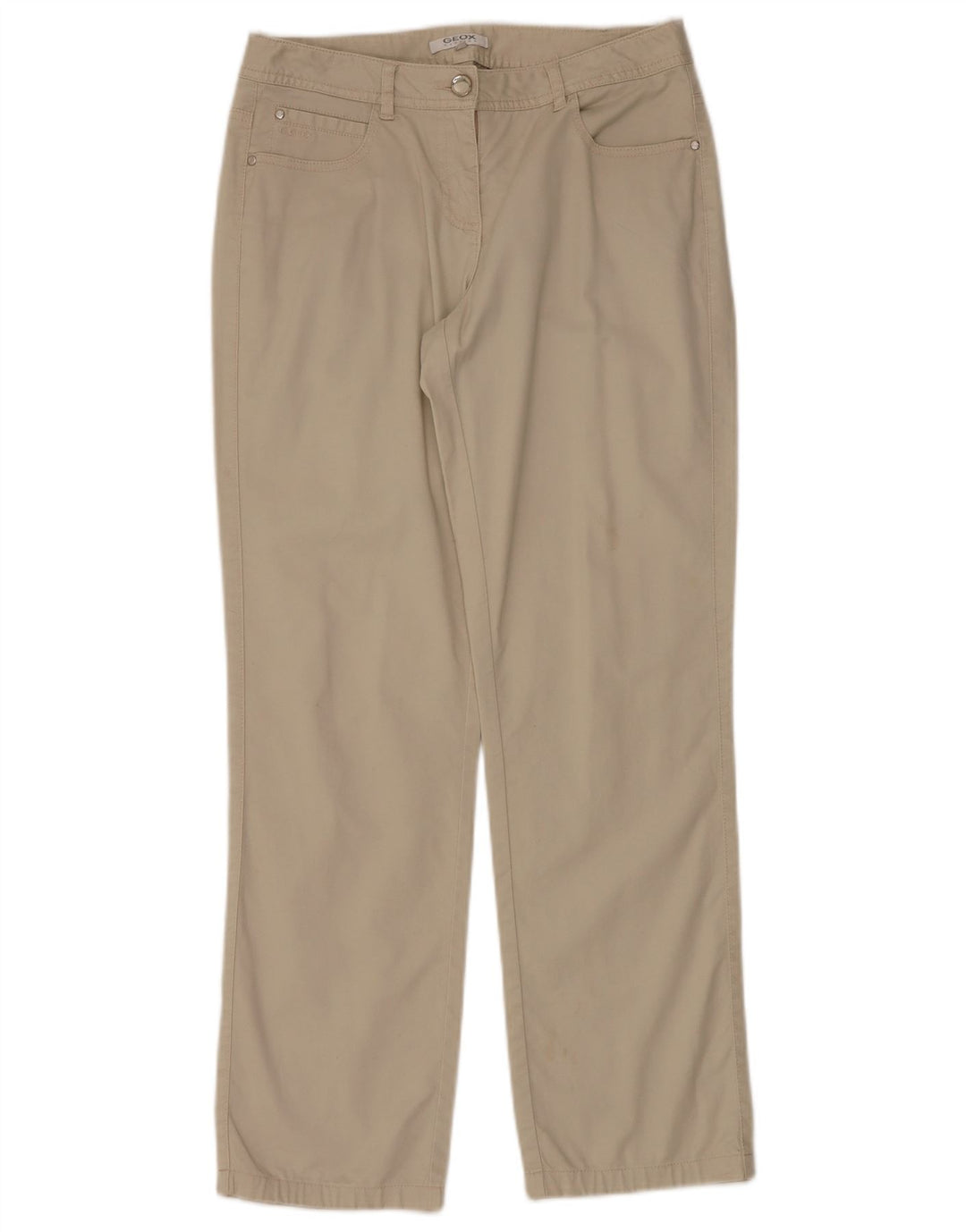 Geox Damen Respira Straight Casual Hose IT 42 Medium W30 L30 Beige