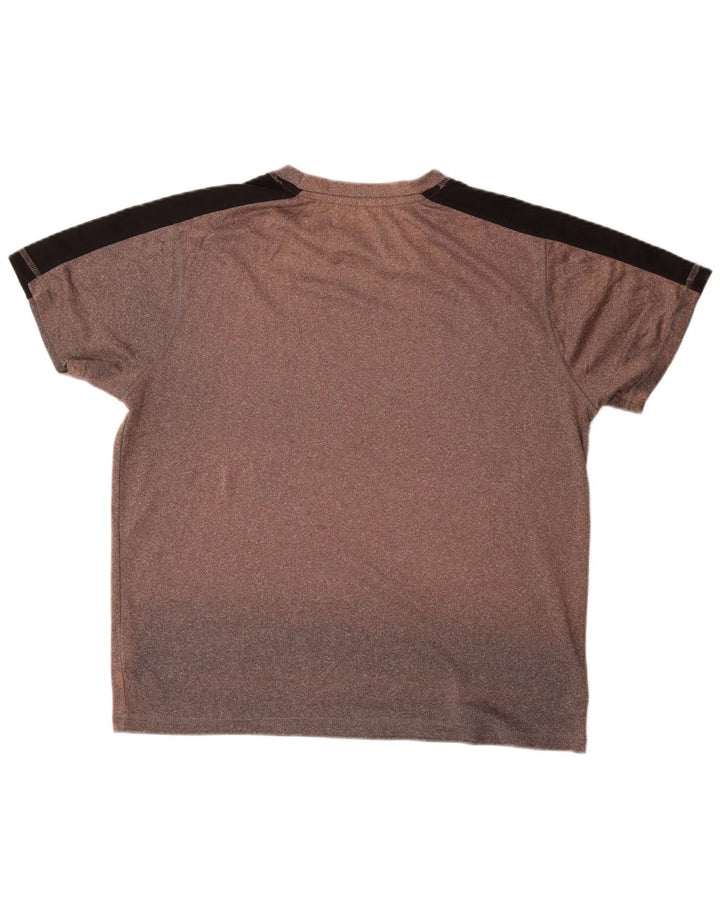 Fila Herren-T-Shirt-Oberteil, großes braunes Farbblock-Polyester