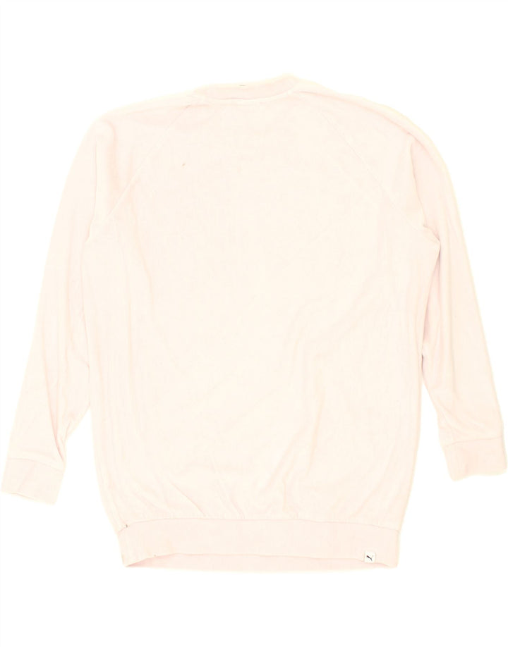 PUMA Womens Loose Fit Graphic Sweatshirt Jumper UK 14 Large Pink | Vintage Puma | Thrift | Second-Hand Puma | Used Clothing | Messina Hembry 