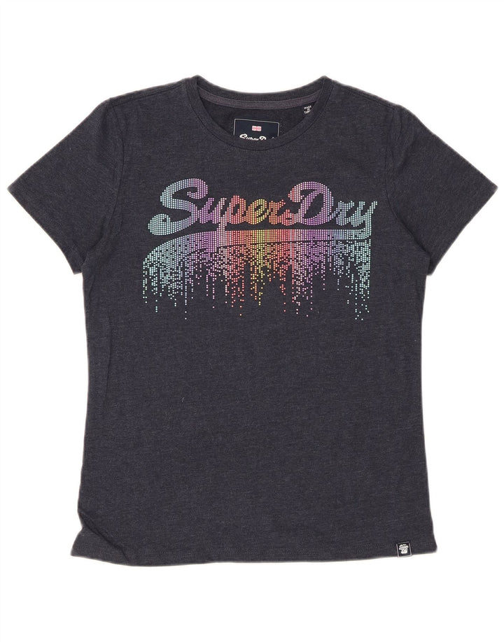 SUPERDRY Grafik-T-Shirt-Oberteil für Damen, UK 10, Größe S, Grau