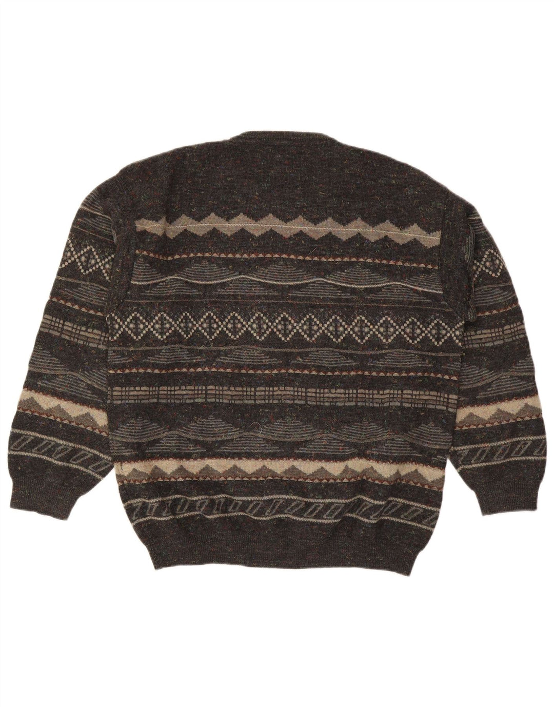 Rodes Herren-Pullover mit Rundhalsausschnitt, Mittelgrau, geometrisches Acryl