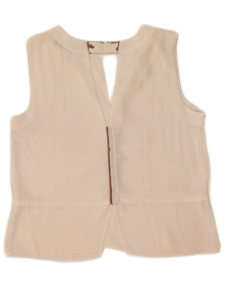 Zara Damen ärmelloses Blusenoberteil UK 18 XL Weiß