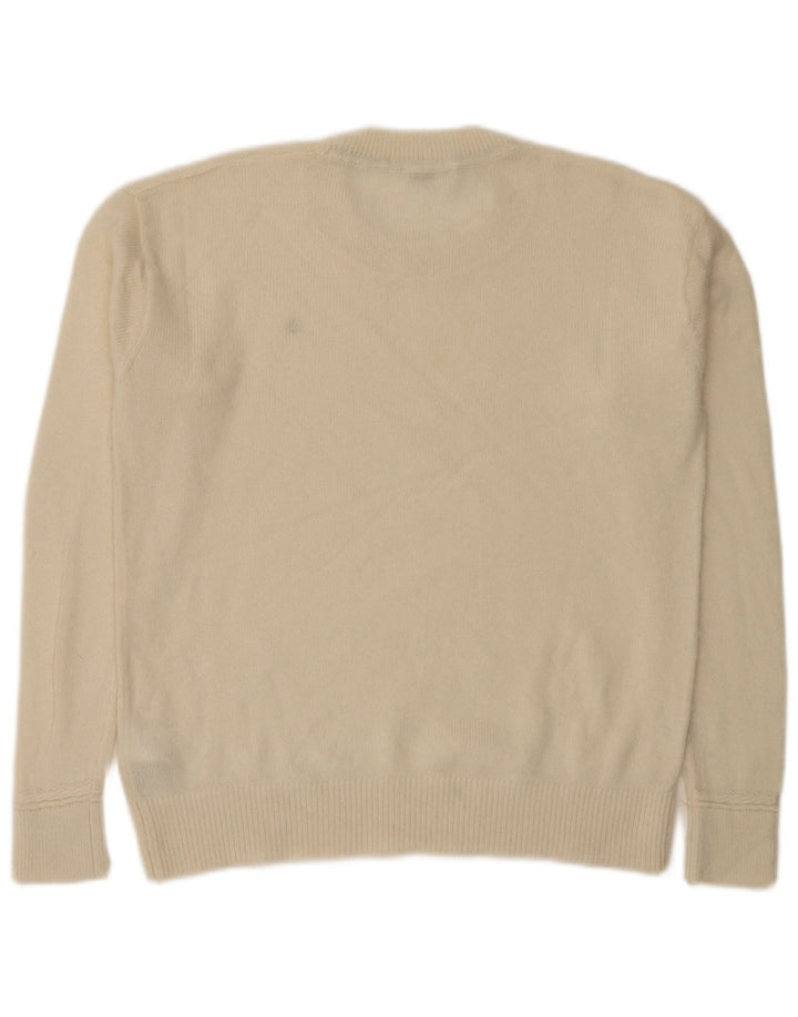 Tommy Hilfiger Damen-Pullover mit Rundhalsausschnitt, Gr. 14, mittlere, cremefarbene Wolle