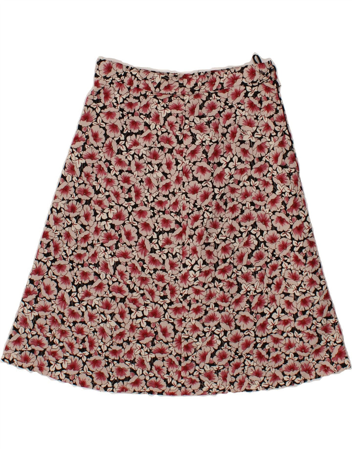 VINTAGE Womens A-Line Skirt W30 Medium Pink Floral Polyester Vintage Vintage and Second-Hand Vintage from Messina Hembry 
