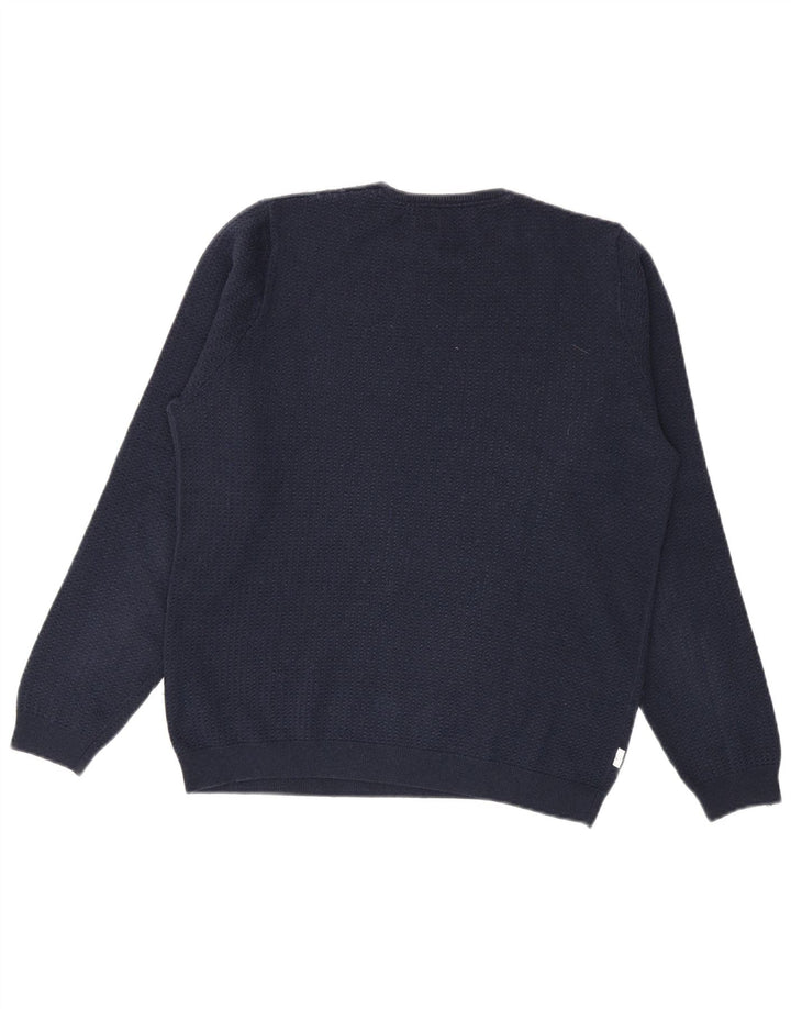 Fila Herren-Pullover mit Rundhalsausschnitt, Größe S, marineblaue Baumwolle