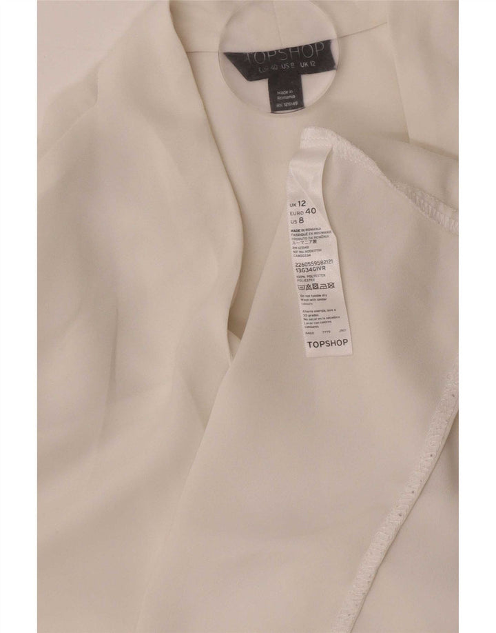 Topshop Langarm-Blusenoberteil für Damen, UK 12, Mittelweiß, Polyester
