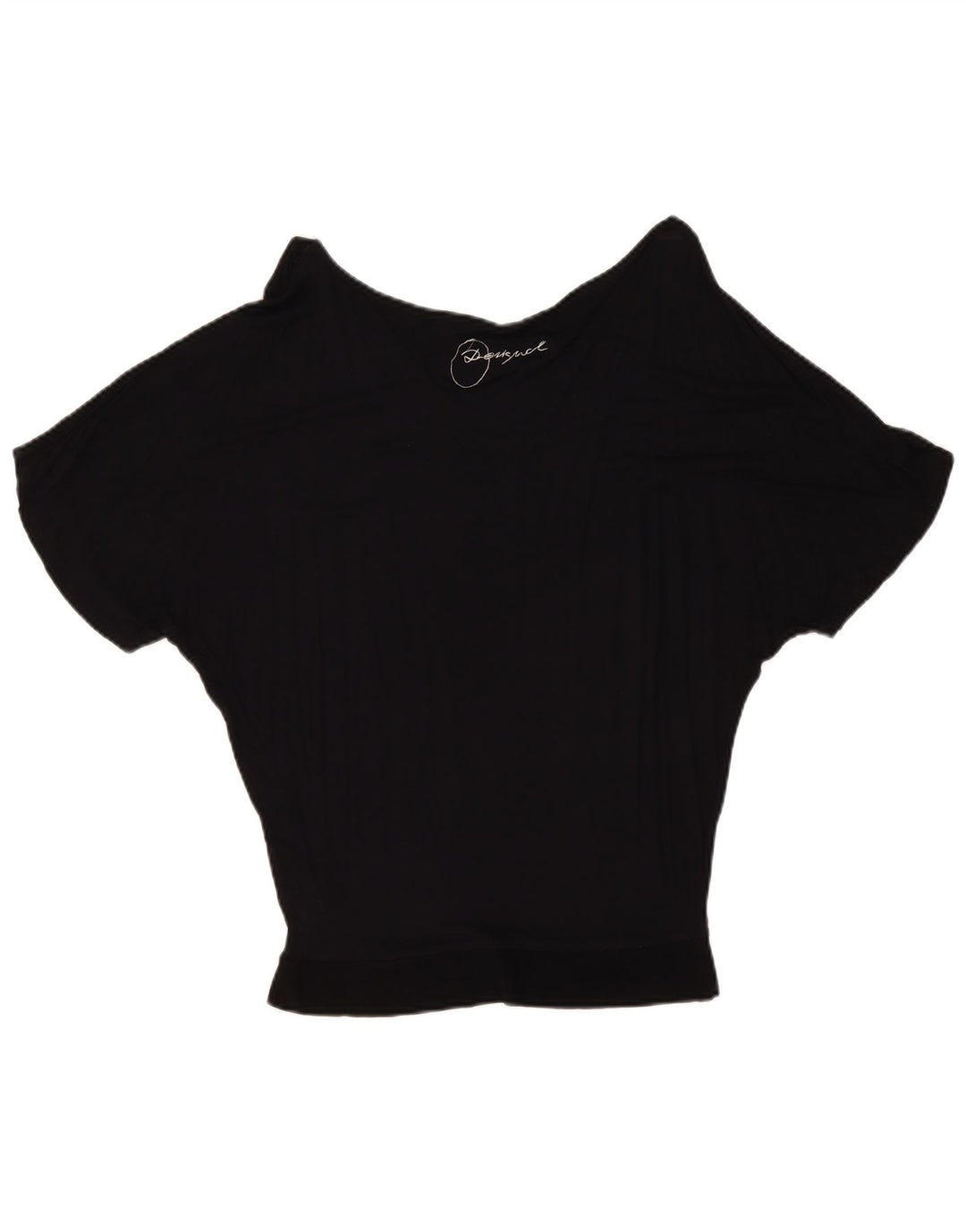 Desigual Womens Graphic Batwing Bluse Top UK 10 Small Schwarz Geometrisch