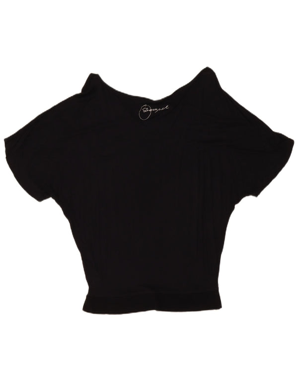 Desigual Womens Graphic Batwing Bluse Top UK 10 Small Schwarz Geometrisch