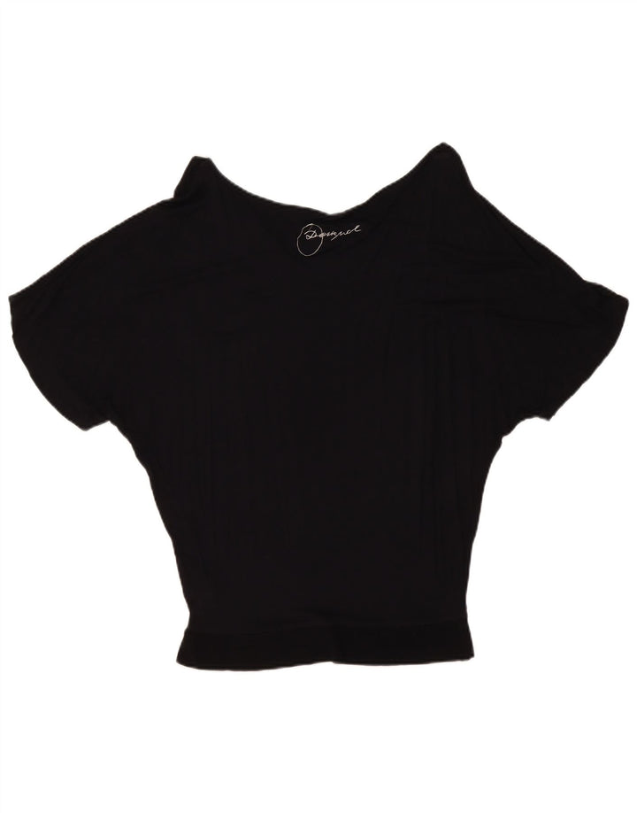 Desigual Womens Graphic Batwing Bluse Top UK 10 Small Schwarz Geometrisch