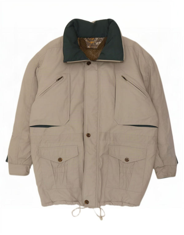 Wattierte Vintage-Herrenjacke mit Kapuze IT 56/58 3XL Graues Polyester