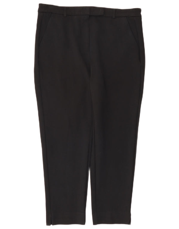 Marks & Spencer Damen Crop Suit Hose UK 14 Large W34 L24 Schwarze Viskose