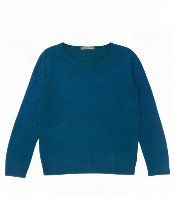 Marks & Spencer Damen-Pullover mit U-Boot-Ausschnitt, Gr. 10, Small, Blau, Acryl