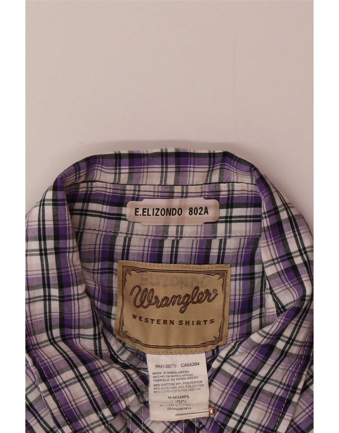 Wrangler Herren-Kurzarmhemd, groß, lila, kariert, Baumwolle