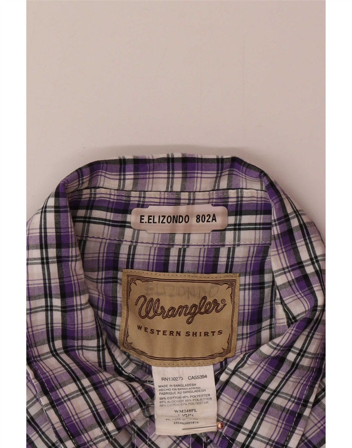 Wrangler Herren-Kurzarmhemd, groß, lila, kariert, Baumwolle