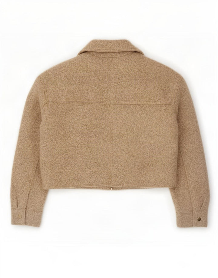 Zara Damen Crop Übergroße Bomberjacke UK 6 XS Beige