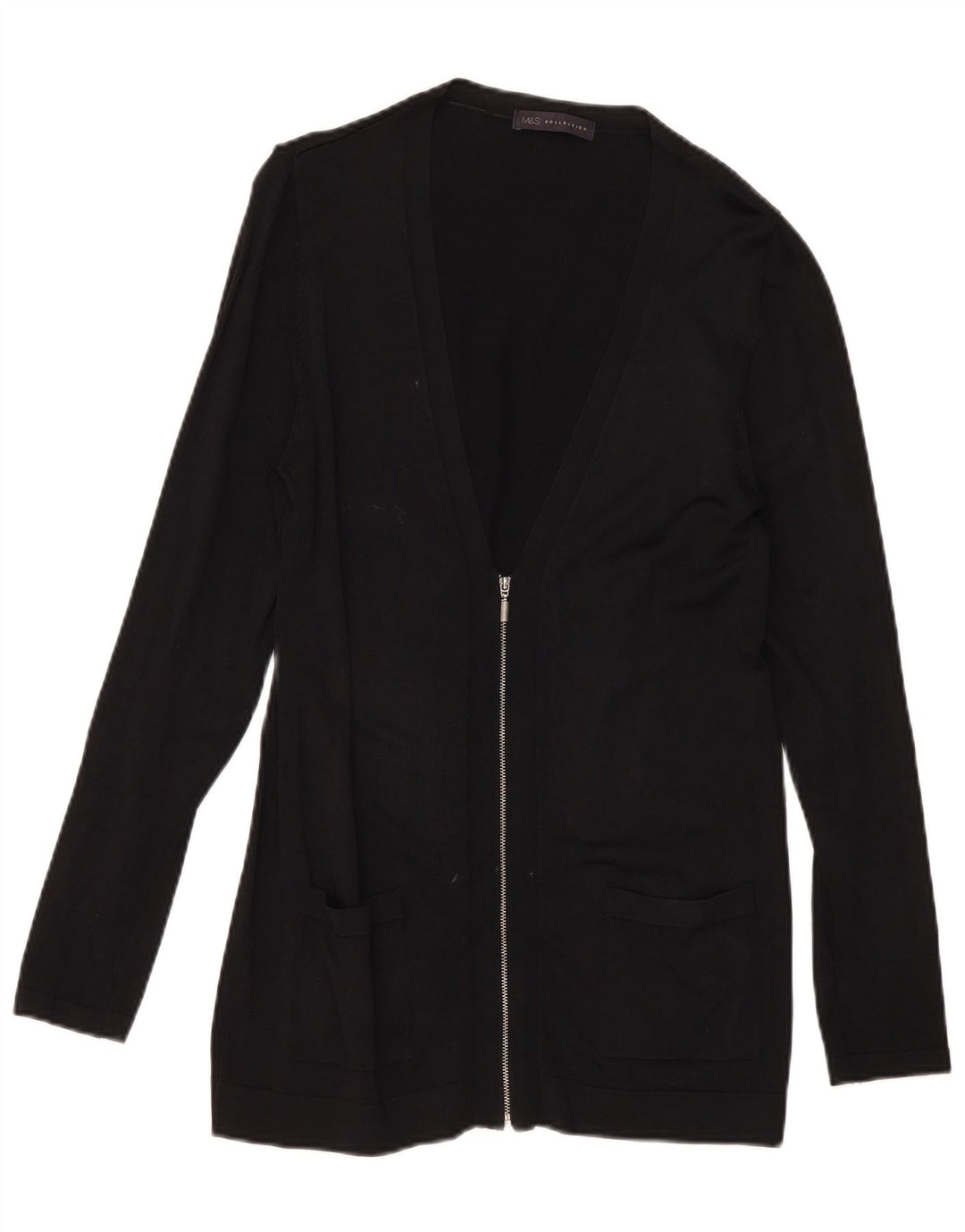 Marks & Spencer Damen-Cardigan mit durchgehendem Reißverschluss, Gr. 12, Mittelschwarz, Viskose