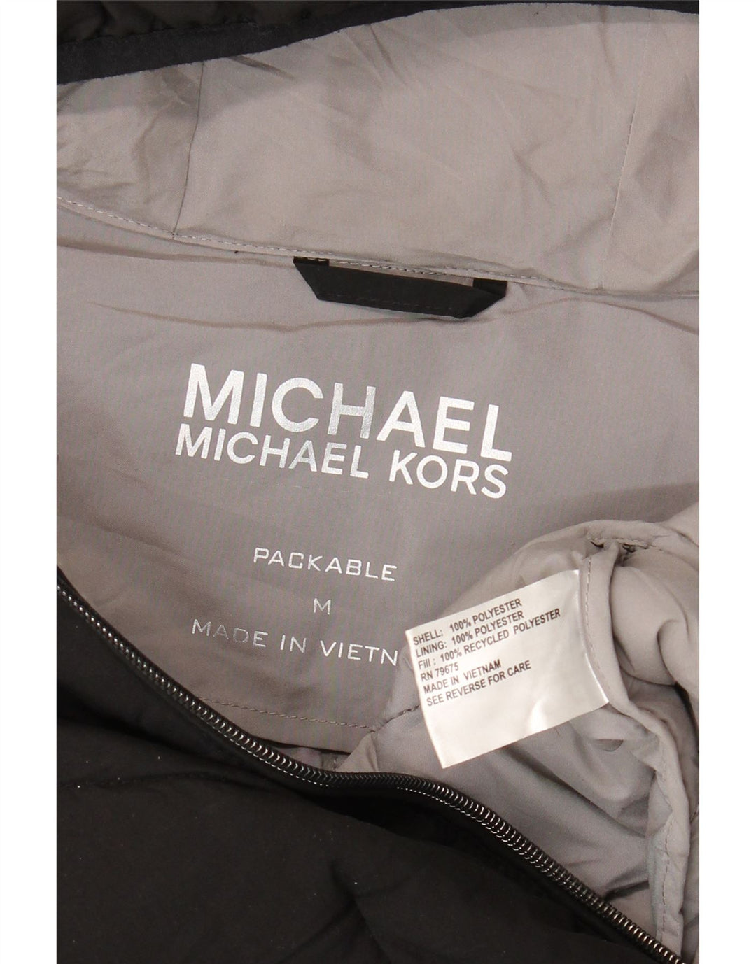 Michael Kors Wattierter Damenmantel mit Kapuze, UK 14, Mittelschwarz, Polyester
