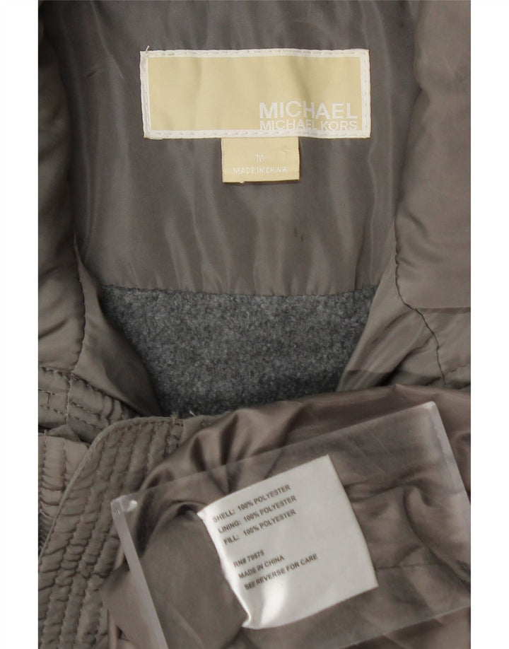 MICHAEL KORS Damen-Militär-Wattierungsjacke mit Kapuze, UK 14, Mittelgrau